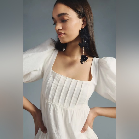 Anthropologie Square-Neck Puff-Sleeve Tiered Dress - Picture 5 of 11